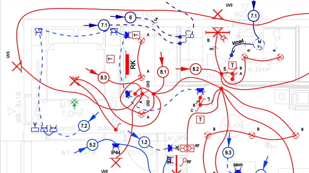 Kuvassa sähkösuunnittelun kaavio